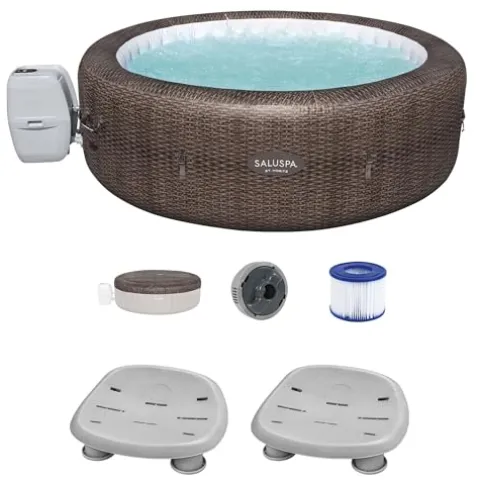 Bestway Coleman St Moritz AirJet Inflatable Hot Tub with EnergySense Cover & 2-Pack SaluSpa Non-Slip Spa Seat