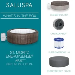 Bestway Coleman St Moritz AirJet Inflatable Hot Tub with EnergySense Cover & 6-Pack of SaluSpa Spa Seats