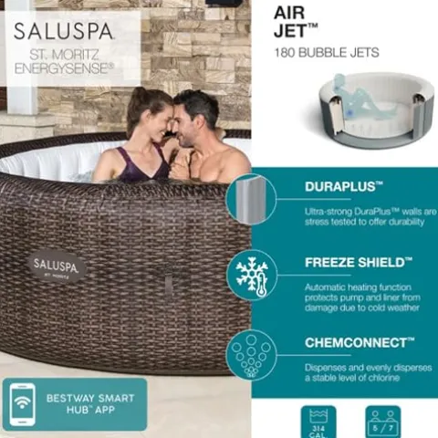 Bestway Coleman St Moritz AirJet Inflatable Hot Tub with EnergySense Cover – 2-Pack SaluSpa Spa Seat