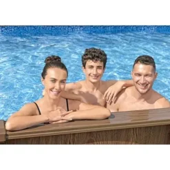 Bestway Hydrium 24′ x 12′ x 52″ Oval Above Ground Swimming Pool Set Outdoor Steel Wall Family Pool with Sand Filter, Ladder, & Cover Brown