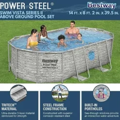 Bestway Oval Above Ground Pool Set with Filter Pump & Vacuum Cleaner