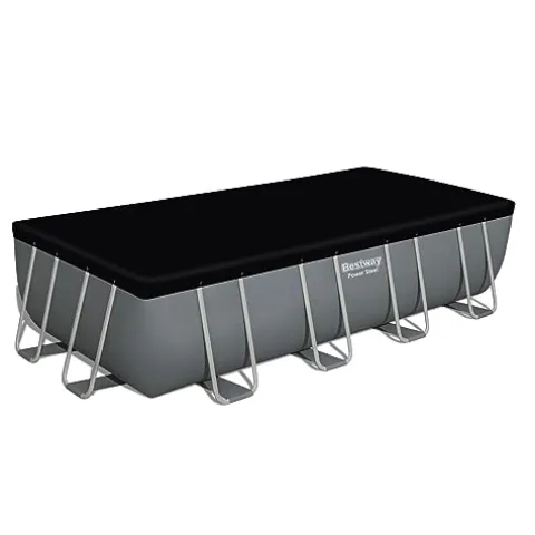 Bestway Power Steel Rectangular Metal Frame Pool Set Gray