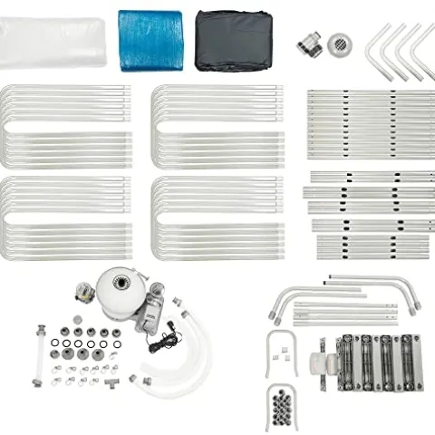 Bestway Power Steel Rectangular Above Ground Swimming Pool Set Gray