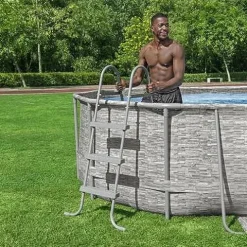 Bestway Power Steel Swim Vista Series II Above Ground Swimming Pool Gray