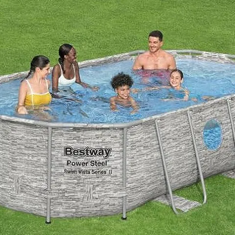 Bestway Power Steel Swim Vista Series II Above Ground Swimming Pool Gray