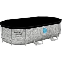 Bestway Power Steel Swim Vista Series II Above Ground Swimming Pool Gray