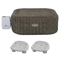 Bestway SaluSpa AirJet Inflatable Square Hot Tub with 2 Non-Slip Adjustable Seats Blue