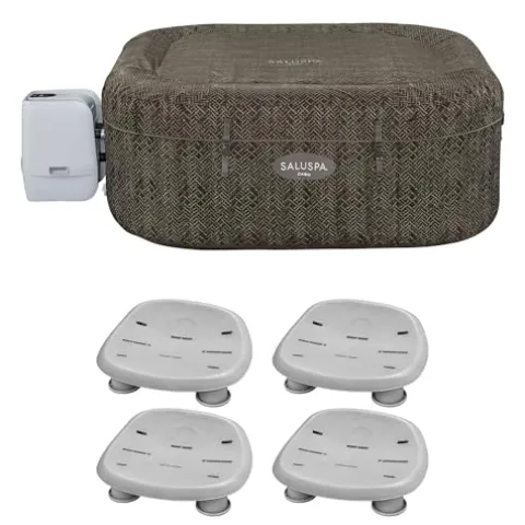 Bestway SaluSpa AirJet Inflatable Square Hot Tub with Adjustable Non-Slip Seats Blue