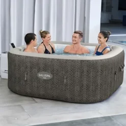 Bestway SaluSpa AirJet Inflatable Square Hot Tub with Adjustable Non-Slip Seats Blue