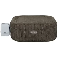 Bestway SaluSpa AirJet Inflatable Hot Tub Square Portable Outdoor Spa Brown Wicker