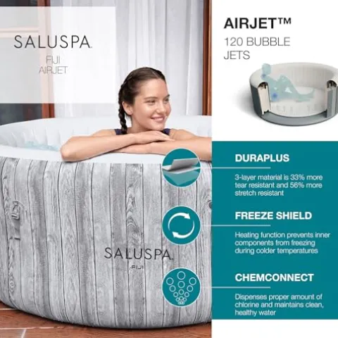 Bestway SaluSpa Fiji AirJet Inflatable Hot Tub with Spa Seat & Headrest Gray