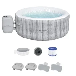 Bestway SaluSpa Fiji AirJet Inflatable Hot Tub with Spa Seat & Headrest Gray