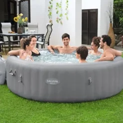 Bestway SaluSpa Grenada AirJet Inflatable Hot Tub with Non Slip Pool and Spa Seat Gray