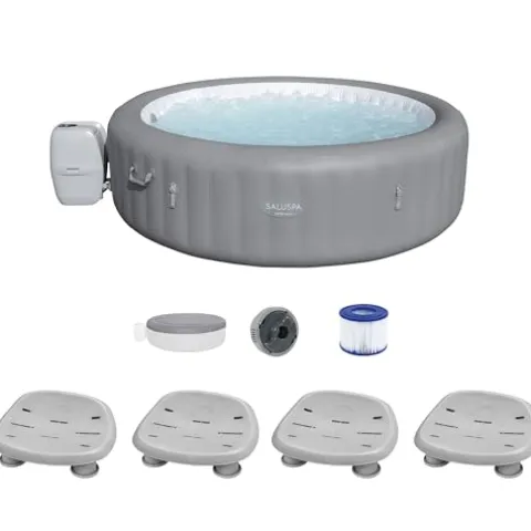 Bestway SaluSpa Grenada AirJet Inflatable Hot Tub with Pool and Spa Seat Gray