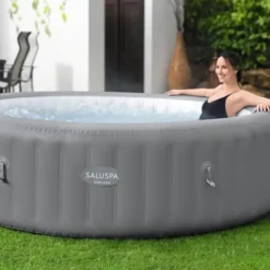 Bestway SaluSpa Grenada AirJet Inflatable Hot Tub with Non-Slip Seat Gray (4 Pack)