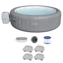 Bestway SaluSpa Grenada AirJet Inflatable Hot Tub with Non-Slip Seat Gray (4 Pack)