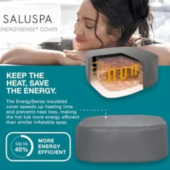 Bestway SaluSpa Hawaii AirJet Inflatable Hot Tub with EnergySense Cover + Spa Seat 6 Pack + Headrest Pillows 2 Pack Blue