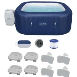 Bestway SaluSpa Hawaii AirJet Inflatable Hot Tub with EnergySense Cover Blue