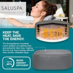 Bestway SaluSpa Hawaii EnergySense Smart Luxe AirJet Inflatable Hot Tub Spa Black Marble