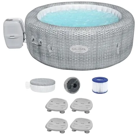 Bestway SaluSpa Honolulu AirJet Inflatable Hot Tub with 140 Jets & 4 Non-Slip Seats Gray