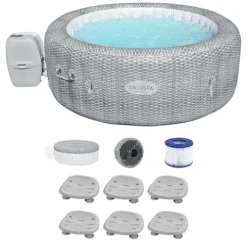 Bestway SaluSpa Honolulu AirJet Inflatable Hot Tub with 140 Jets & 6 Adjustable Seats Gray