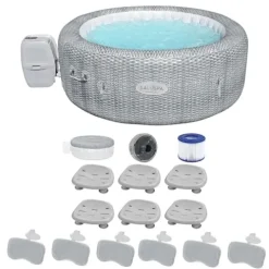 Bestway SaluSpa Honolulu AirJet Inflatable Hot Tub with Seat & Headrest Set Gray