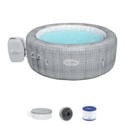 Bestway SaluSpa Honolulu AirJet Inflatable Hot Tub Gray Wicker Print