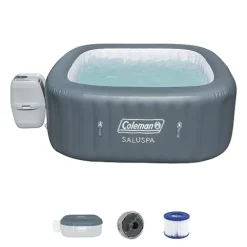 Bestway SaluSpa LED Waterfall Accessory with Coleman AirJet Inflatable Hot Tub, Gray