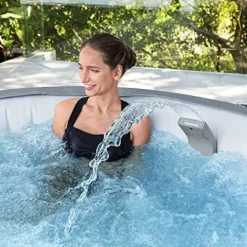 Bestway SaluSpa LED Waterfall Accessory with Coleman AirJet Inflatable Hot Tub, Gray