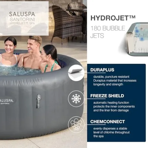 Bestway SaluSpa Santorini HydroJet Inflatable Hot Tub with 180 Jets