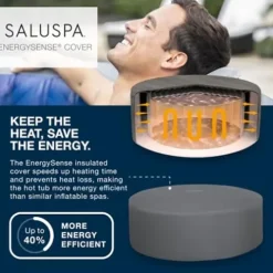 Bestway SaluSpa Santorini HydroJet Inflatable Hot Tub with EnergySense Cover