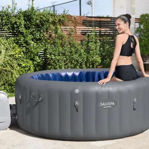 Bestway SaluSpa Santorini HydroJet Inflatable Hot Tub with EnergySense Cover