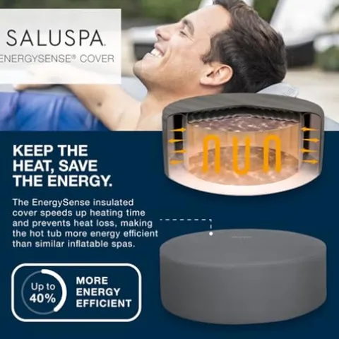 Bestway SaluSpa Santorini HydroJet Inflatable Hot Tub with EnergySense Cover