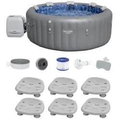 Bestway SaluSpa Santorini HydroJet Inflatable Hot Tub with EnergySense Cover