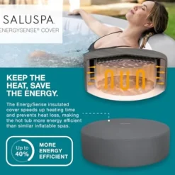 Bestway SaluSpa Santorini HydroJet Inflatable Hot Tub with EnergySense Cover