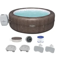 Bestway SaluSpa St Moritz AirJet Hot Tub with Non-Slip Seats & Padded Headrest Pillows Brown