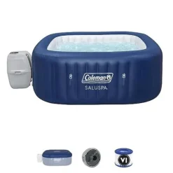 Bestway SaluSpa Waterfall Accessory & Coleman Atlantis AirJet Hot Tub Blue