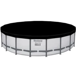 Bestway Steel Pro MAX 20 Foot x 52 Inch Round Above Ground Swimming Pool Set Gray