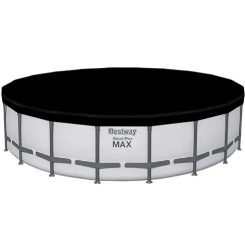 Bestway Steel Pro MAX 20 Foot x 52 Inch Round Above Ground Swimming Pool Set Gray
