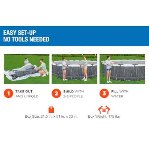 Bestway Steel Pro MAX 18 Foot x 48 Inches Round Swimming Pool Set Grey Print LED