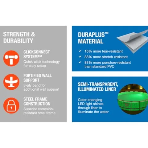 Bestway Steel Pro MAX 18 Foot x 48 Inches Round Swimming Pool Set Grey Print LED