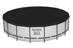 Bestway Steel Pro MAX 18′ x 48″ Round Metal Frame Above Ground Pool Set with Filter Pump, Ladder, and Cover