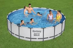 Bestway Steel Pro MAX 18′ x 48″ Round Metal Frame Above Ground Pool Set with Filter Pump, Ladder, and Cover