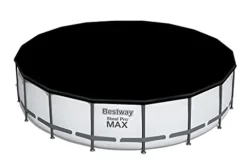 Bestway Steel Pro MAX 18′ x 48″ Round Metal Frame Above Ground Pool Set with Filter Pump, Ladder, and Cover