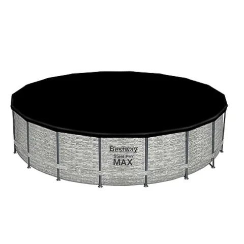 Bestway Steel Pro MAX 18ft x 48in Round Metal Frame Above Ground Swimming Pool Set Gray