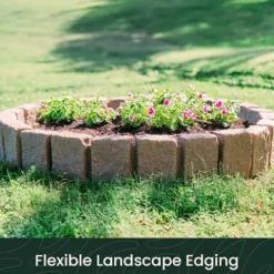 Beuta Cobblestone BlockXL Lawn and Garden Landscape Edging – 9.5″ Tall Natural Resin, Fade Rust and Corrosion Resistant, Includes 3 Anchoring Spikes