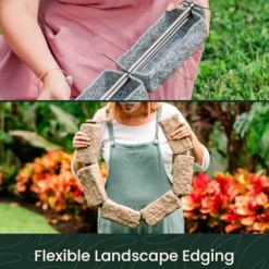 Beuta DIY No Dig Faux Stone Landscape Edging with Anchoring Spikes 48″ L x 4″ W x 2.25″ H Sandstone