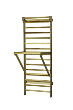 Beyond Balance Personal Training Tower: Fitness Stall Bars with Adjustable Pull-Up Dip Bar Attachment (1.5″ Round, Poplar Rungs)