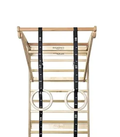 Beyond Balance Stall Bar Training Tower with Adjustable Pull-Up Dip Bar Attachment – Beech Rungs