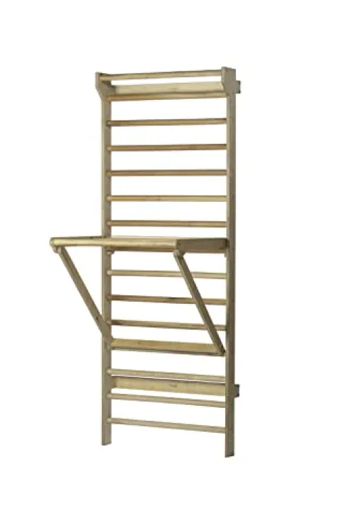 Beyond Balance Stall Bar Training Tower with Adjustable Pull-Up Dip Bar Attachment – Beech Rungs
